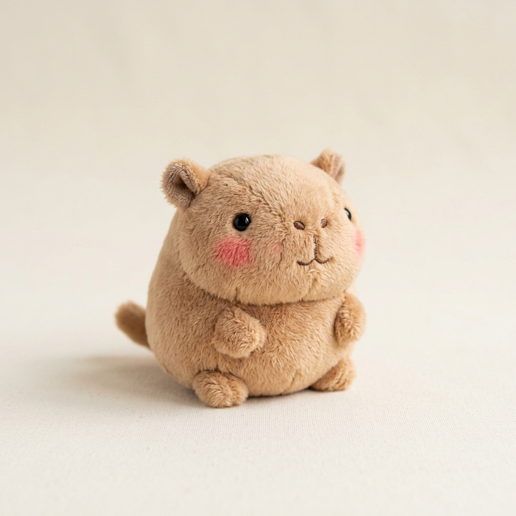 Gấu bông capybara mini tròn trịa với má hồng